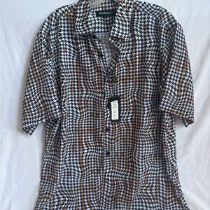 Bassiri sz L Men’s Button Down Shirt Casual Party Rave Festival Beach Top